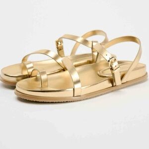 Gold Strappy Women's Flat Sandals